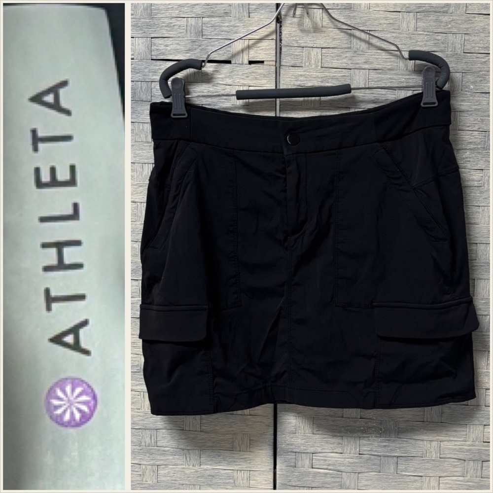 Athleta Black Cargo Skirt with Built-in Shorts Active Athleisure Size Medium - Picture 1 of 8